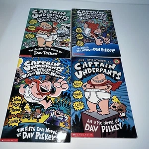 The Adventures of Captain Underpants By Dav Pilkey Paperback PB Books Lot of 4 - Imagen 1 de 9