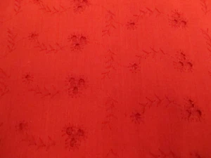 Red Cotton Fabric Eyelet Embroidery fabric 1 yd 8" x 46 crafts sewing - Picture 1 of 6