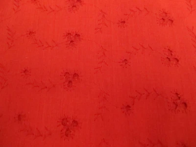 Red Cotton Fabric  Eyelet Embroidery fabric 1 yd 8" x 46 crafts sewing - Image 1 of 4