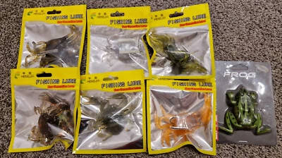 7x Angelköder/Gummiköder (3x Krebs/Krabbe,, 33g/3x kl. Krebs 18g/1x Frosch, 19g) - Bild 1 von 3