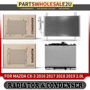 Set of 2 Radiator & AC Condenser Cooling Kit for Mazda CX-3 2016-2019 L4 2.0L - Picture 1 of 8