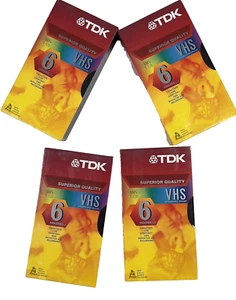 4 Pack TDK Blank VHS Tapes 120 Mins Each T-120 RV 6 HR EP New Factory Sealed - Picture 1 of 3