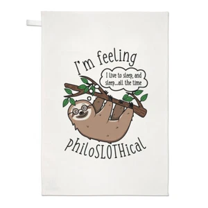 Feeling Philoslothical Sloth Tea Towel Dish Cloth Joke Funny Animal Pun Lazy - Picture 1 of 1