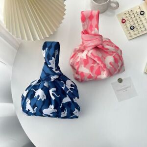 Casual Handmade Cat Knot Tote Bag Shopping Bags Wrist Bag Knit Handbag