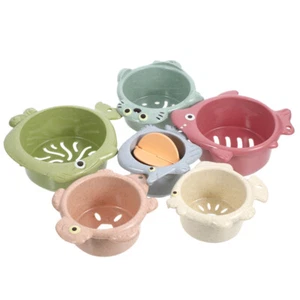 1 Set Baby Stacking Cups Toy Baby Bath Toys Lovely Cartoon Shower Bathtub Toys - Picture 1 of 12