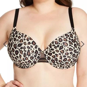 Chantelle Black & Tan Leopard Print T Shirt Underwire Bra 36DD - Picture 1 of 7
