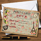 Vintage Paris Shabby Chic Postcard Floral Personalised RSVP Cards