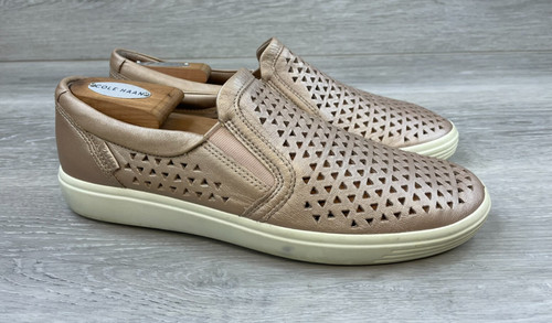 Scarpe casual Ecco Soft 7 sneaker donna mocassino piatto pelle traforata 10 oro