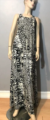 Maxi Vestido JETSET Mujer Talla L Negro Blanco Estampado Animal Sin Mangas Pol-Spandex Foto 1 de 4