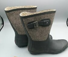 Chooka Women's Snow / Rain Boots Black Tweed Herringbone Size 8 Mid-Height