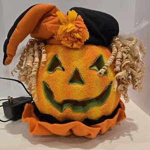 Spaventapasseri testa di zucca spaventoso in fibra ottica Jack-o-later Halloween autunno 10" - Foto 1 di 9