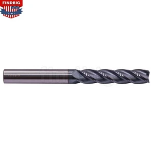 Fresa a estremità lunga 5/8" 4 flauti in carburo massiccio 3" LOC x 6" OAL - rivestita in AlTiN - Foto 1 di 7