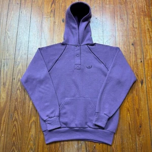 Vintage Adidas Hoodie Mens Size Medium Henley Pullover Faded Purple 80s - Picture 1 of 8