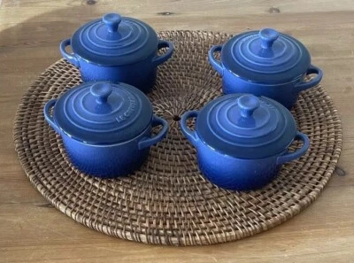 Le Creuset Petite Round Casserole Set of 4 Blue - NEW - Image 1 of 4