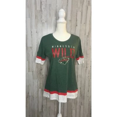 Новый с Ярлыками Minnesota Wild женщин графический футболка зеленый красный короткий рукав размер средний - Изображение 1 из 4