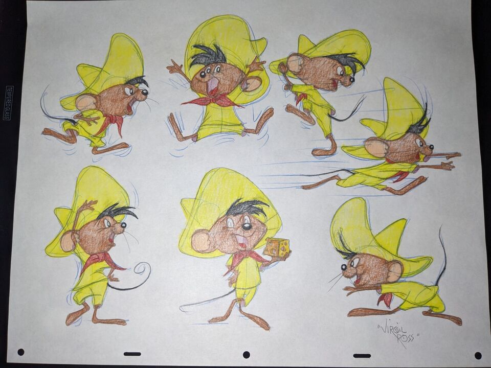 Virgil Ross - Speedy Gonzales and Sylvester Model Sheet Drawing