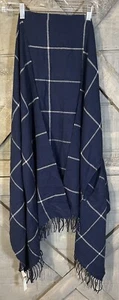 MADEWELL Womens Cape Scarf FRINGED LONG WRAP SHAWL SWEATER Blue White NWT - Picture 1 of 4
