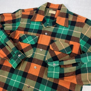 Vintage Pfeil Flanell Hemd Herren M (15-15,5) kariert Schlaufenkragen Wolle Nylon 50er 60er - Bild 1 von 12