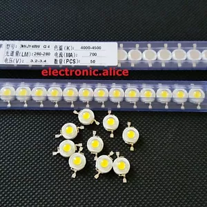 1W 3W High Power Natural White 4000k LED Beads Lamp Chip DIY 10 50 100 1000pcs - Picture 1 of 3