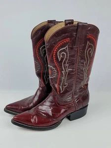 Botas Jackal Men’s Boots Size 8 Burgundy with Red & White Stitching Very Good - Picture 1 of 9