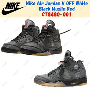 Nike Air Jordan Retro V 5 OFF White Black Muslin Red CT8480 001 US 4-14 New