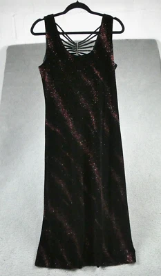 Another Thyme Maxi Dress Womens 12 Black Velvet Long Dark 90s Y2K Whimsigoth Vtg - Image 1 of 4