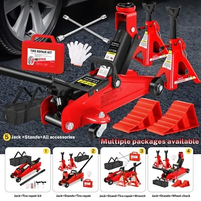 2T Hydraulic Trolley Car Jack with 2 Ratchet 3 Ton Jack Stands, Truck Jack Combo Foto 1 de 4