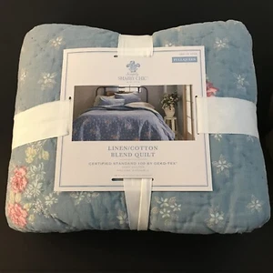 Simply Shabby Chic LILY ROSE Chambray Blue Quilt Farmhouse Full/Queen - Picture 1 of 6