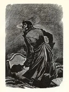 Fritz Eichenberg Druck KATHYSGRAB aus Wuthering Höhen 1943 Kupferstich - Bild 1 von 2