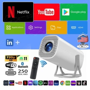 Projector 5G 4K Smart HD LED WiFi Bluetooth HDMI Android Office Home Theater USB - Picture 1 of 22