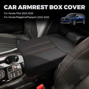 Orange Stich Leather Fits 2024-2025 Honda Ridgeline Center Console Armrest Cover - Picture 1 of 11