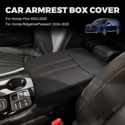 Cubierta reposabrazos consola central Honda Ridgeline 2024-2025 de cuero puntada naranja Foto 1 de 4