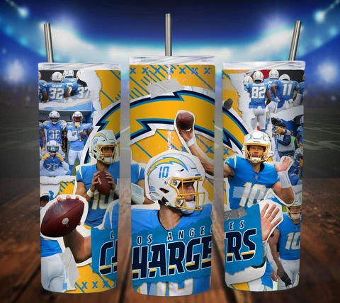 20oz Los Angeles Chargers NFL tumbler with box, lid and straw Cover