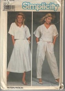 SIMPLICITY 6742 Vintage Sewing Pattern Misses' Top, Skirt and Pants, Size 8 - Picture 1 of 2