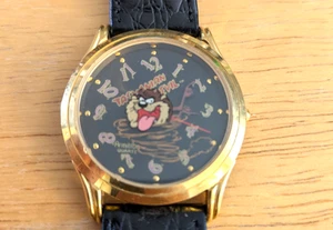 Vintage TAZ Tasmanian Devil Watch 1994 by Armitron w/ Leather Band READ - Picture 1 of 4