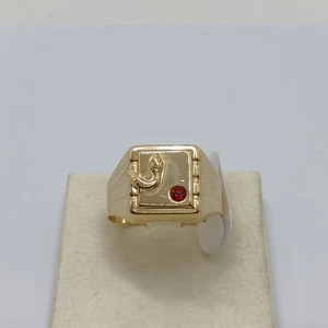 Anillo Hombre Con Serpiente Y Cristal Rojo Oro Amarillo 18KT 5,4 GR. N.25 (8035) - Imagen 1 de 11