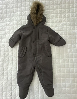 ROTHSCHILD Traje de Nieve Infantil 12M Gris Con Capucha Invierno Una Pieza Forrado de Vellón Foto 1 de 4