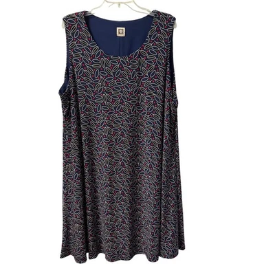 Anne Klein Sleeveless Dress With Geometric Pattern blue multi sz 2X??? dress - Image 1 of 4