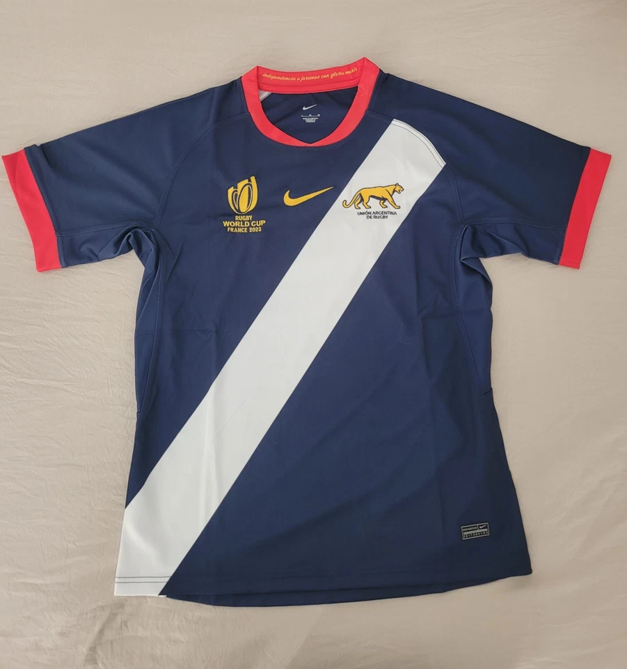 Large Argentina Rugby Los Pumas 2023 Away Jersey, Nike, Polo World Cup UAR Blue - Image 1 of 4