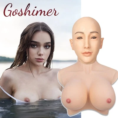 Realistic Silicone Breast Female Head Mask Face Mask Cosplay Crossdresser - Image 1 of 4