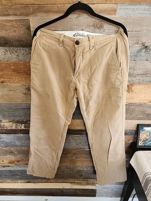 👖 Eddie Bauer Men’s Flannel-Lined Chino Pants – Khaki, Size 33x34 - Image 1 of 3