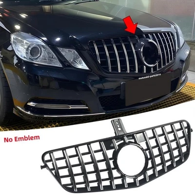 Chrome GT Style Front Grill Grille For 2010-13 Mercedes W212 E350 E400 E550 E63 - Image 1 of 4