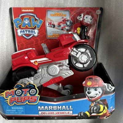 PAW PATROL Moto Pups MARSHALL Deluxe Rev Up Vehicle & Figure Motorcycle Set NEW - Image 1 of 4