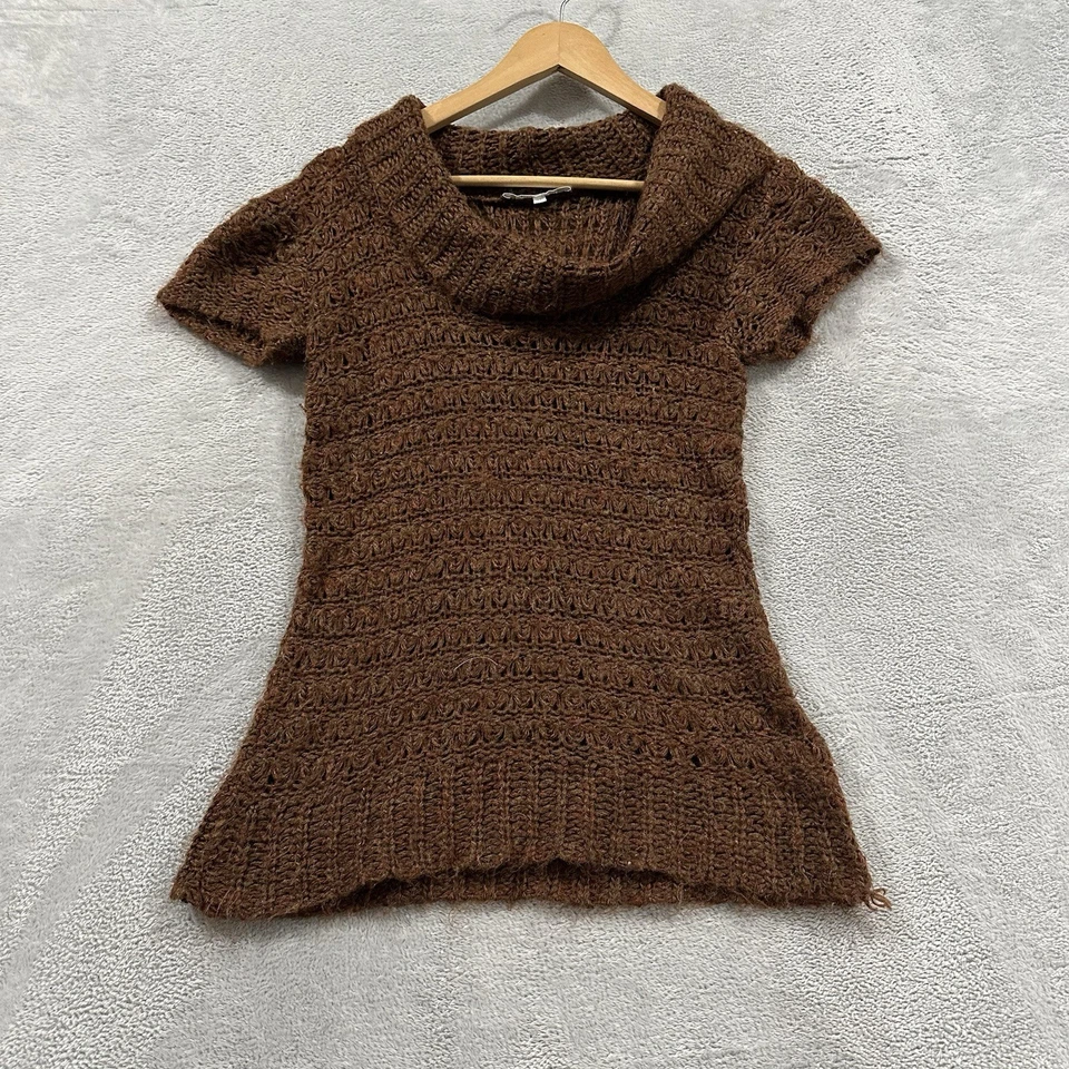 Женский свитер с коротким рукавом Charlotte Russe M коричневый вязаный Y2K винтажный сделано в США - Изображение 1 из 4