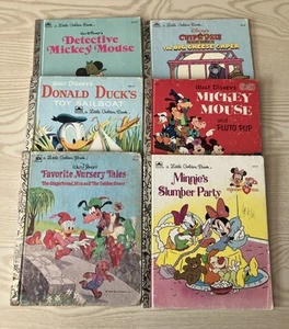 Disney Golden Book Lot Mickey Minnie Donald Duck Chip Dale 80s 90s Vintage Set - Picture 1 of 19