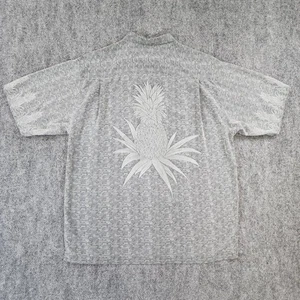 Tommy Bahama Hemd Herren mittelgrau Ananas Print Seide Hawaii Loop Kragen - Bild 1 von 19