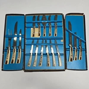 Vintage Regent Sheffield 17 Piece Stainless Knife Presentation Set Cutlery - Picture 1 of 7