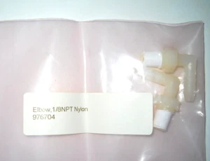 Menge (2) Beckman 1/8" MNPT Nylon 90° Widerhaken Ellenbogen für 5/16" ID Schläuche - Bild 1 von 3