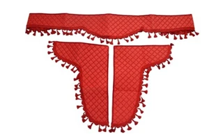 Red Set Curtains Eco Leather with Tassels compatible with DAF CF XG XF LF Se - Picture 1 of 1