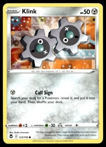 Klink 123/195 Pokemon Card Silver Tempest Common 50 HP Near Mint F23 - Picture 1 of 2